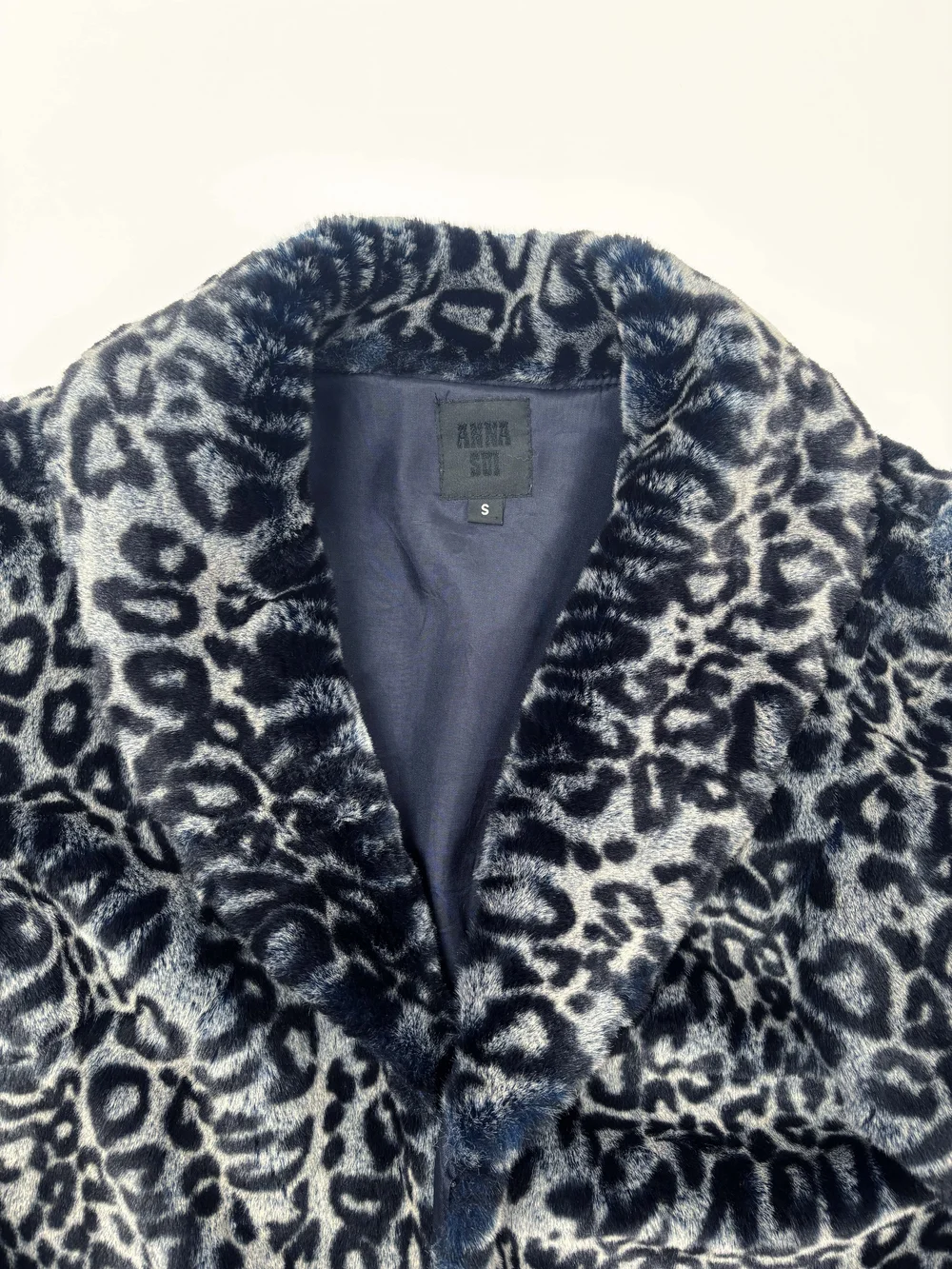 Anna Sui blue leopard furry jacket — JAMES VELORIA